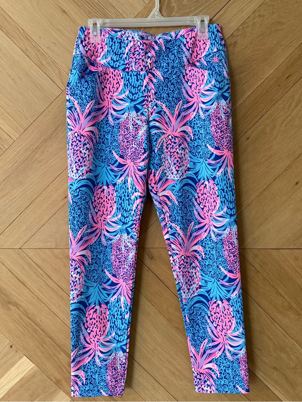 Lilly Pulitzer Pink & Blue Pineapple Print Cropped Luxletic Pants